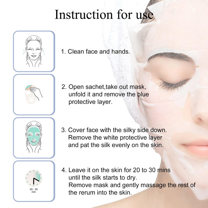 Dermaroller Hydrating Face Mask Sheets - 10 Pack with Hyaluronic Acid, Matrixyl & Vitamin E for Anti-Aging Skincare and Radiant Glow - Image 4